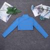 YiZYiF Kids Girls Basics Sportswear Athletic Long Sleeve Stretch Short Mock Neck T-Shirt Crop Top Blue 6 view 2