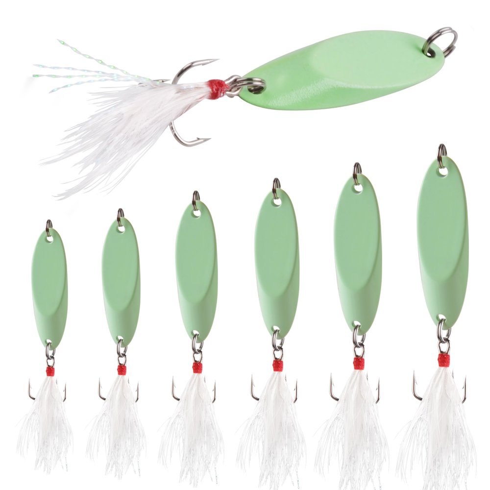 Casting Fishing Spoons Lures Saltwater Jigging Spoons Fishing Tackle Bait with Treble Hooks Hard Metal Spoon Lures for Salmon Bass