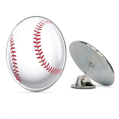 Baseball Full Color Round Metal 0.75" Lapel Pin Hat Shirt Pin Tie Tack Pinback