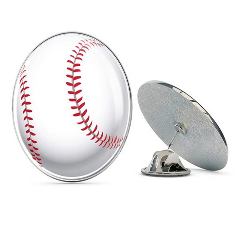 Baseball Full Color Round Metal 0.75" Lapel Pin Hat Shirt Pin Tie Tack Pinback