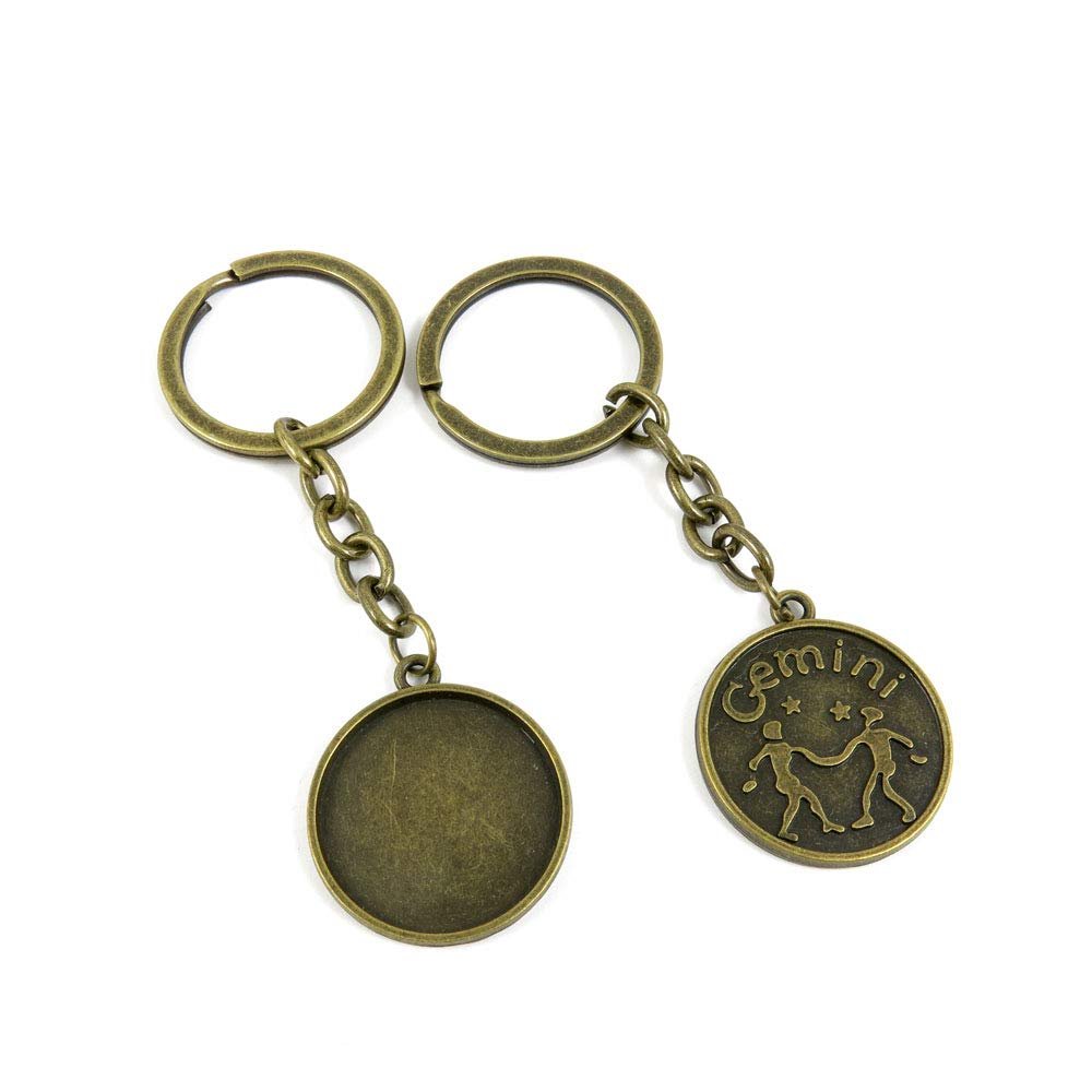 5 Items Keychain Keyring Key Tags Chains Rings Jewelry Bag Charms F6FA6 Gemini Cabochon Blank Tag