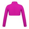 dPois Kids Girls Dance Crop Tops Long Sleeve High Neck Shirts Hip Hop Jazz Dancewear Gymnastcis T Shirt Streetwear Rose_Red 12 view 4