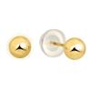 14k Real Yellow Gold Ball Stud Earrings, Silicone Pushbacks - 4mm view 1
