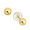 14k Real Yellow Gold Ball Stud Earrings, Silicone Pushbacks - 4mm view 2