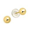 14k Real Yellow Gold Ball Stud Earrings, Silicone Pushbacks - 4mm view 3