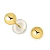 14k Real Yellow Gold Ball Stud Earrings, Silicone Pushbacks - 4mm view 4