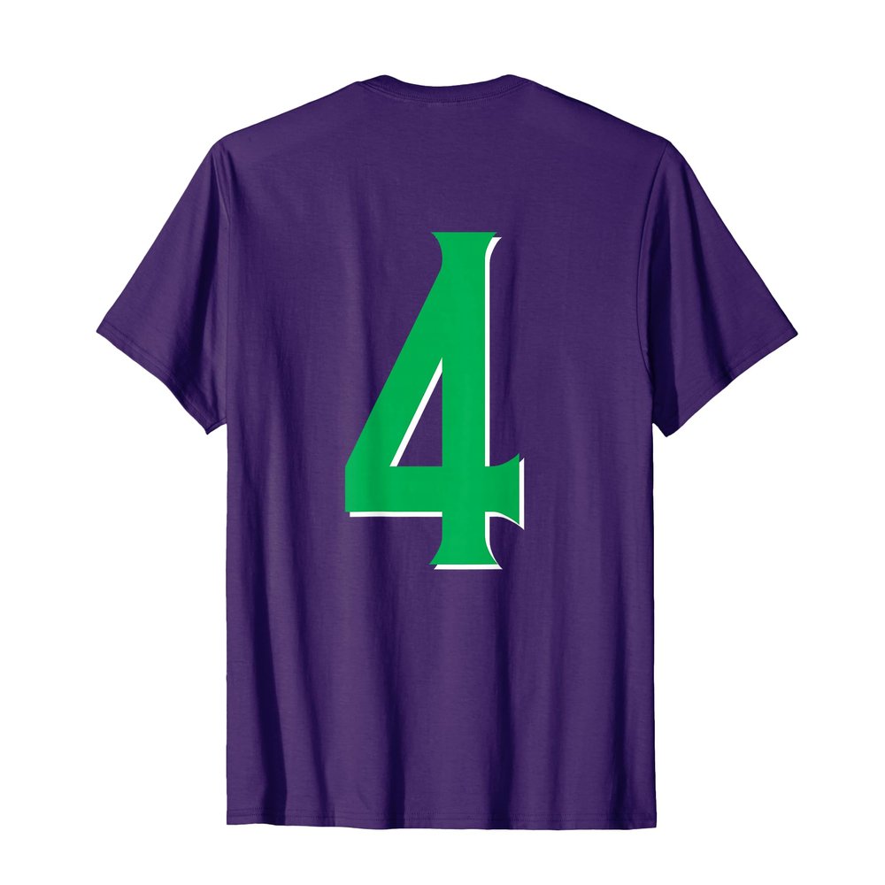 Jersey Number #4 in Green, Team Player T-Shirt