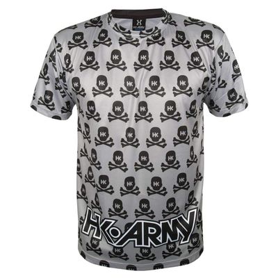 HK Army Dri Fit T-Shirt - All Over - Grey w/Black Skulls - Small