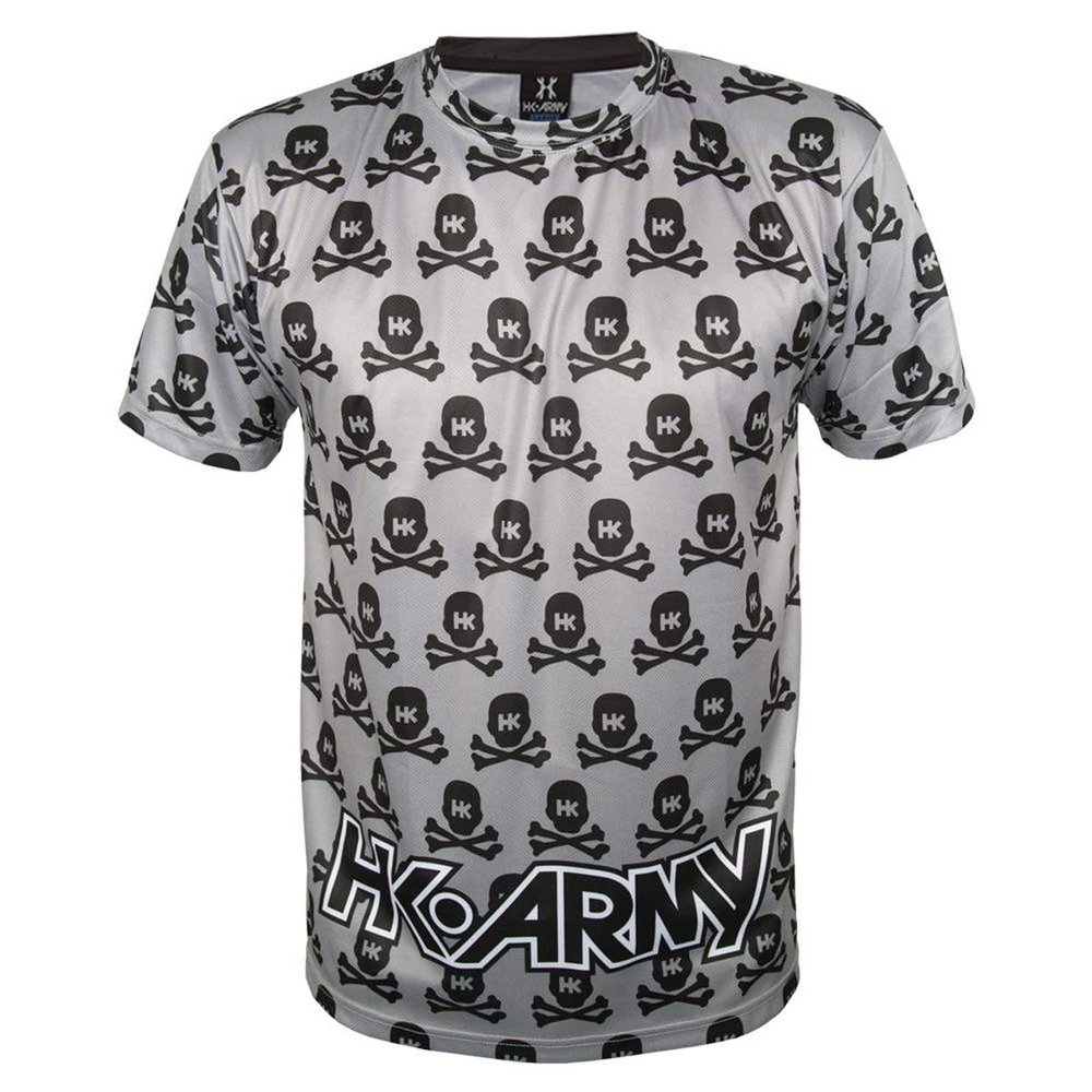 HK Army Dri Fit T-Shirt - All Over - Grey w/Black Skulls - Small