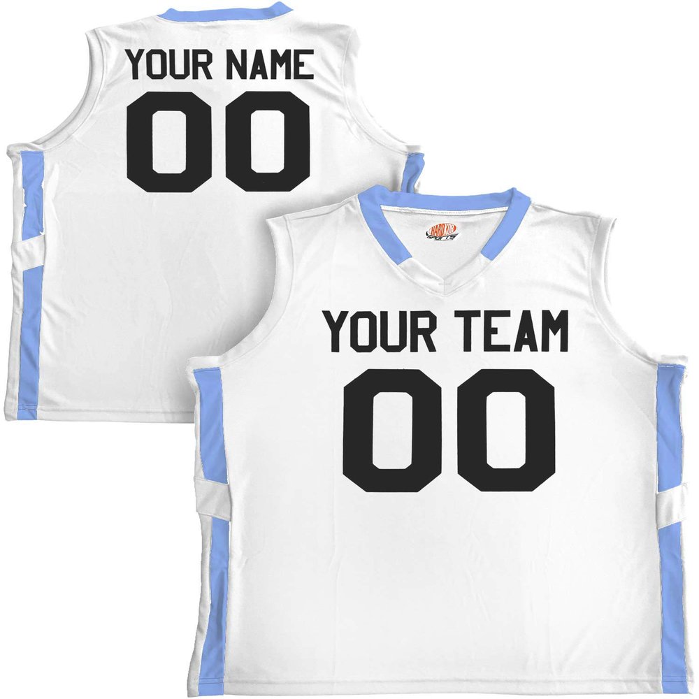 Custom Basketball Jersey Old School Style White and Light Blue Adult Large