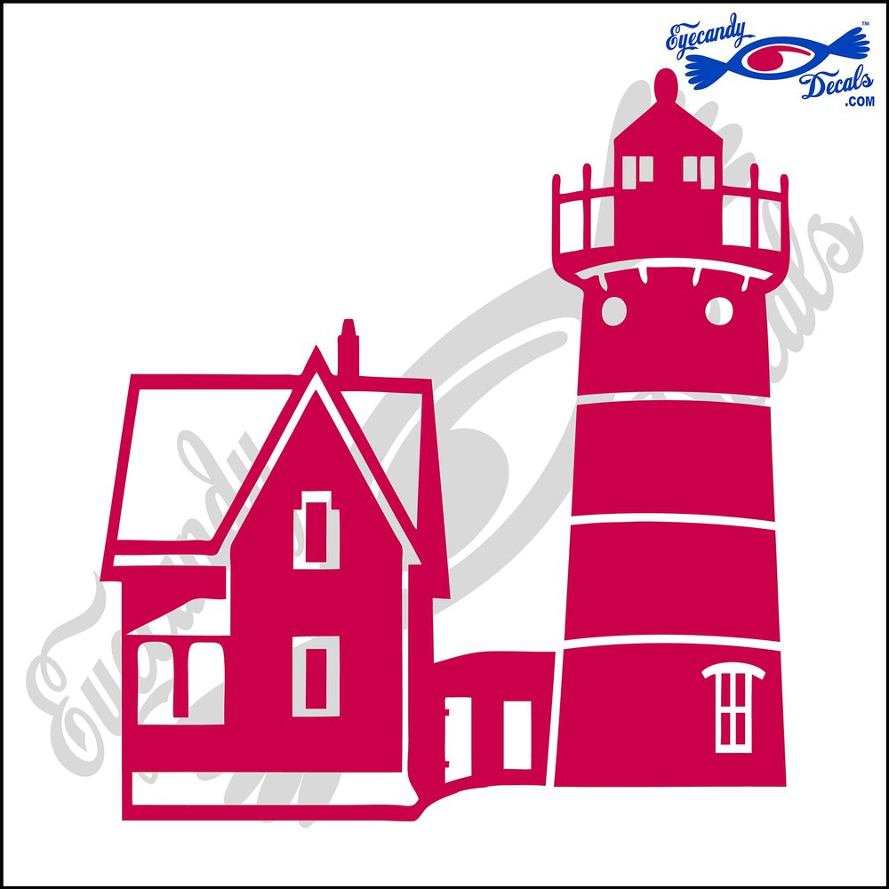 Eyecandy Decals NUBBLE Maine Lighthouse 6 INCH Decal Sticker RED