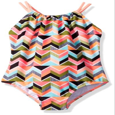 Kanu Surf Girls' Toddler Ruby Chevron Beach Sport 1-Piece Swimsuit, Multi, 3T