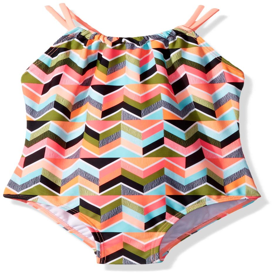 Kanu Surf Girls' Toddler Ruby Chevron Beach Sport 1-Piece Swimsuit, Multi, 3T