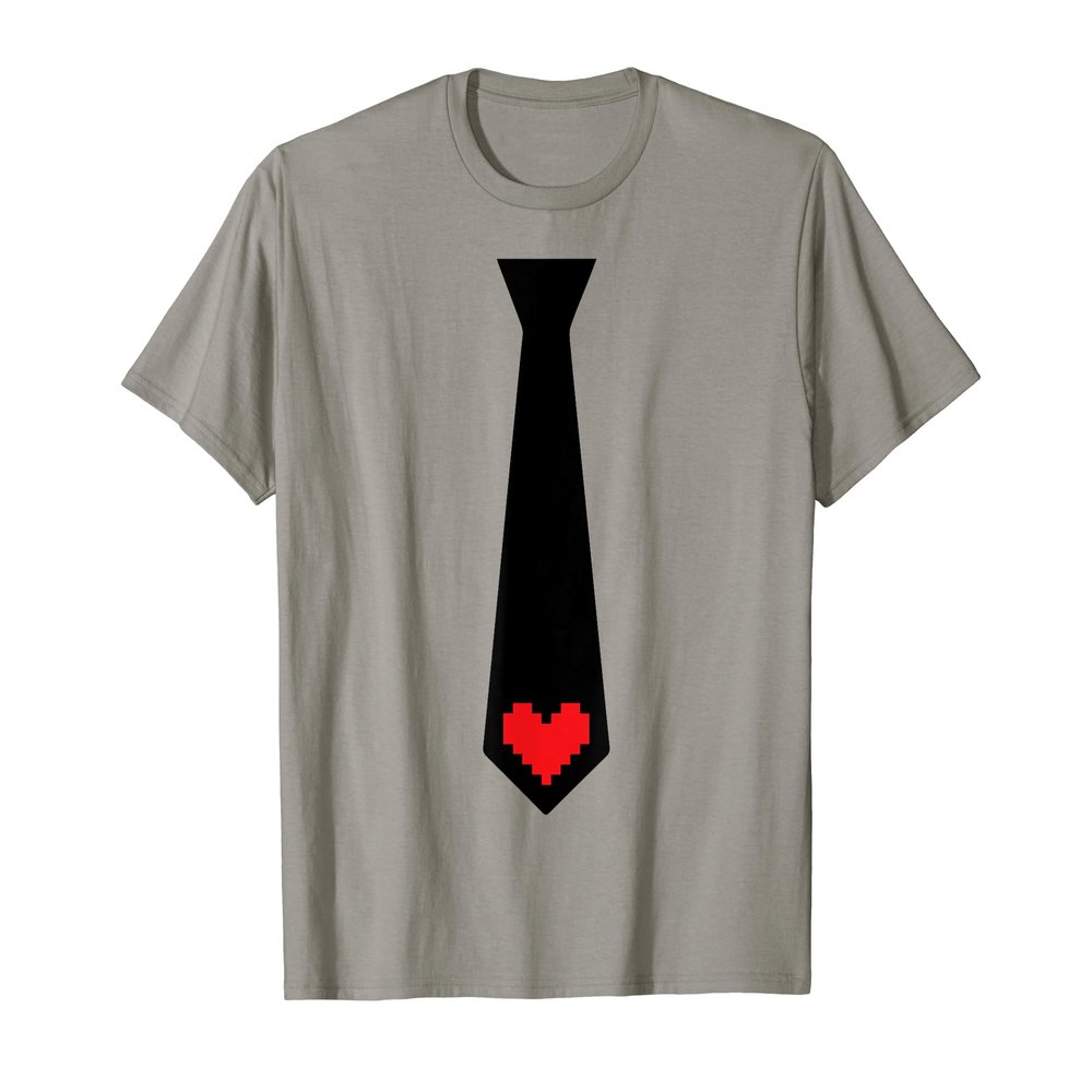 Valentines Day Gift for Men and Boys Tie Pixel Heart T-Shirt