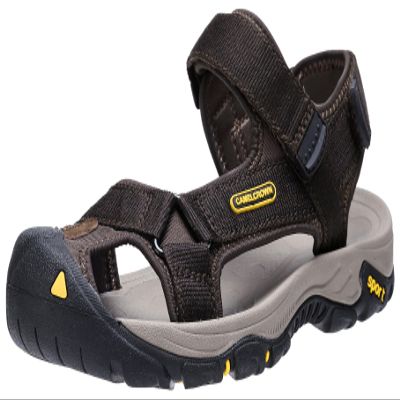 CAMEL CROWN Men's Waterproof Hiking Sandals Closed Toe Water Sandals Athletic Sport Sandals for Summer Outdoor Beach Wading Boat Dark Brown 7