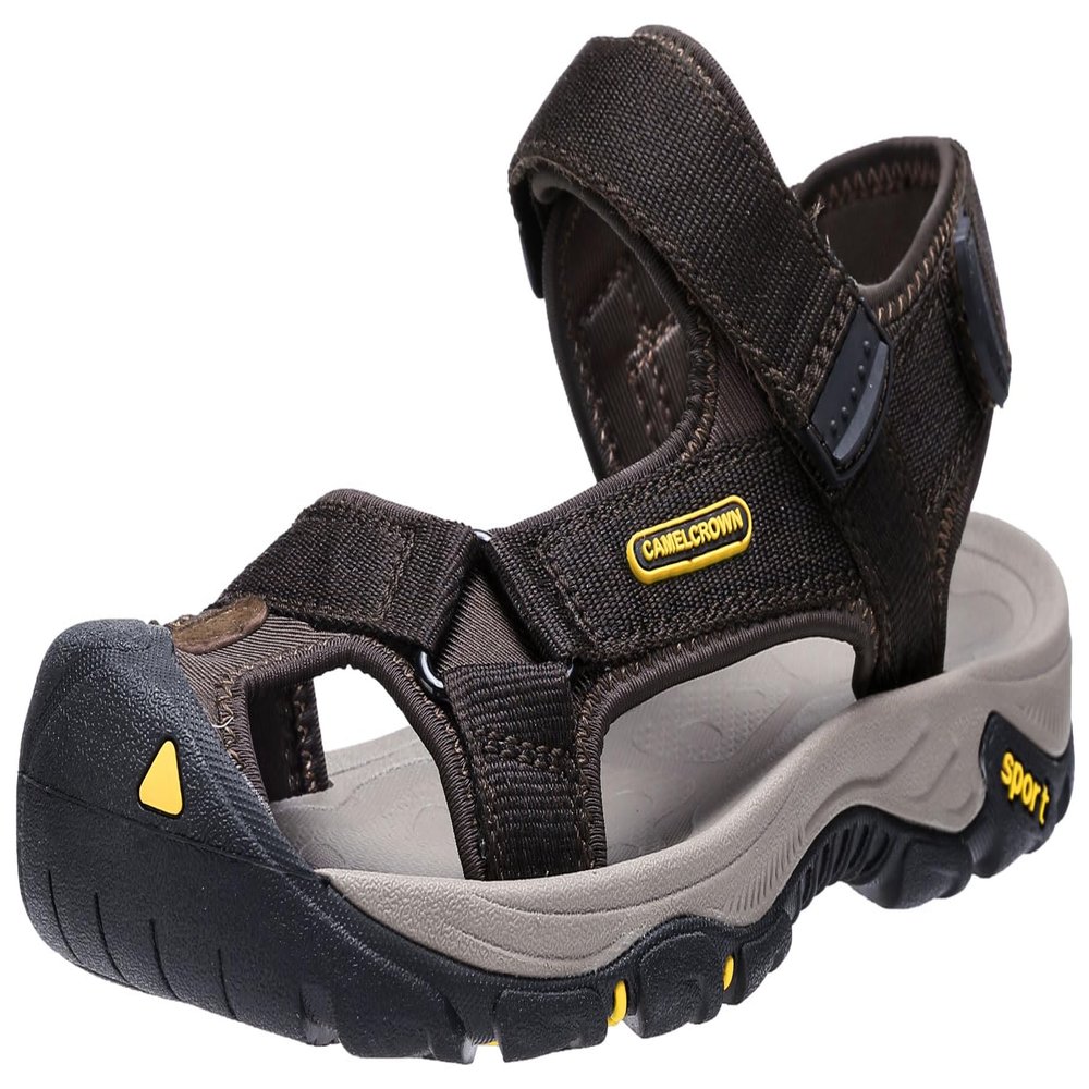 CAMEL CROWN Men's Waterproof Hiking Sandals Closed Toe Water Sandals Athletic Sport Sandals for Summer Outdoor Beach Wading Boat Dark Brown 7