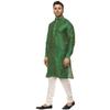 Veera Paridhaan Men Silk Plain Chinese Collar Kurta With Payjama (Green-White, 3XL-46) view 2
