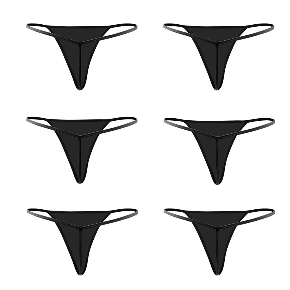 Closecret Cotton G-string, Women Panties Simple Thongs Lightweight Multi-Pack G-string&T-back (XX-Small-X-Small, Black)