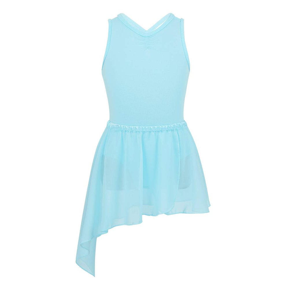 Agoky 2pcs Girls Long Sleeve/Sleeveless Leotard with Pro Tight Skirt Ballet Dance Tutu Dress Outfit Sky Blue Criss-Cross Back 6