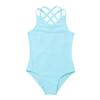 Agoky 2pcs Girls Long Sleeve/Sleeveless Leotard with Pro Tight Skirt Ballet Dance Tutu Dress Outfit Sky Blue Criss-Cross Back 6 view 3