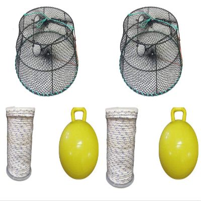 KUFA Sports 2-Pack Vinyl Coated Tower Style Prawn Trap (30"x20"x12"H, Mesh:1-1/8") with Prawn Trap Accessory Combo-(CT78+FYM405) X2