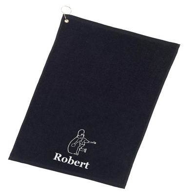 101 BEACH Personalized Cotton Bowling Towel with Embroidered Name with Clip (Black - Embroidered Name)