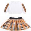 FTSUCQ Girls Checkered Printed Pullover Tracksuits Sweatshirt Top + Skirt,White 120 view 1