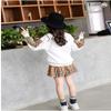FTSUCQ Girls Checkered Printed Pullover Tracksuits Sweatshirt Top + Skirt,White 120 view 4