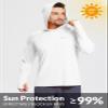 baleaf Men's UV SPF Hoodie Shirt UPF 50+ Sun Protection Long Sleeve T-Shirts Rash Guard Fishing Swimming Lightweight White Size XXL view 4