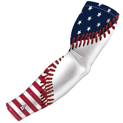 B-Driven Premium Pro-Fit Sports Compression Arm Sleeve (Single) Patriotic Designs Baseball Arm Sleeves - Men Women Youth