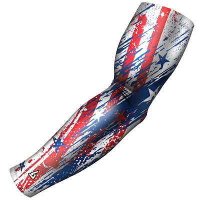 B-Driven Premium Pro-Fit Sports Compression Arm Sleeve (Single) Patriotic Designs Baseball Arm Sleeves - Men Women Youth