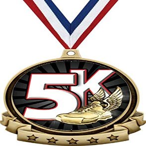 5K Race Medals - 2.5" Gold 5K Medal Award Includes Red White and Blue Neck Ribbon, Great Racing Awards 100 Pack Prime