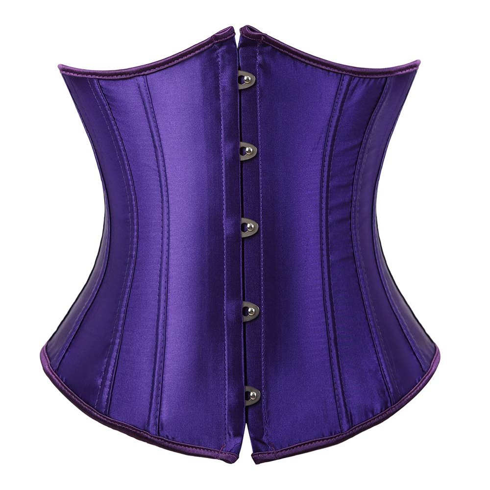 Grebrafan Women's Lace up Boned Brocade Waist Training Underbust Corsets Plus Size (US(16-18) 4XL, Dark purple)