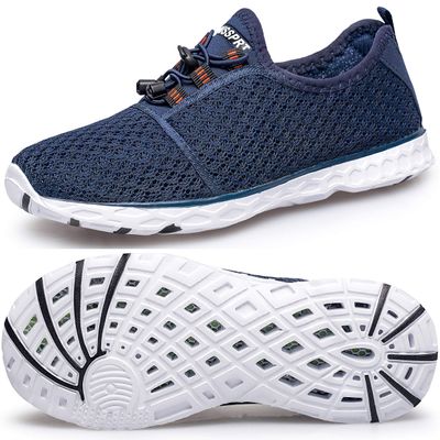 DOUSSPRT Women's Water Shoes Quick Drying Sports Aqua Shoes WhiteBlue Size 9.5