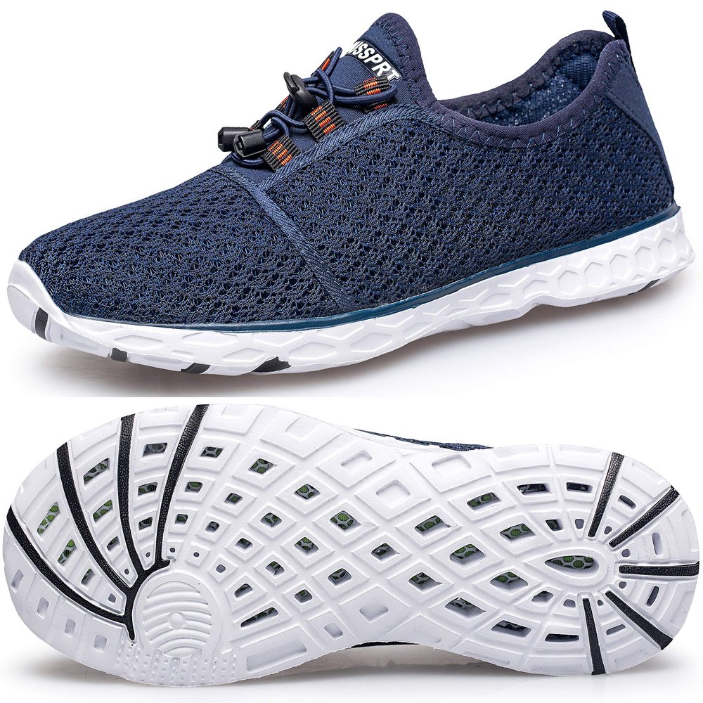 DOUSSPRT Women's Water Shoes Quick Drying Sports Aqua Shoes WhiteBlue Size 9.5