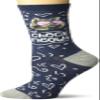 K. Bell Socks Women's Fun with Words Novelty Saying Crew Socks, Blue (Check Meowt), Shoe Size: 4-10 view 1