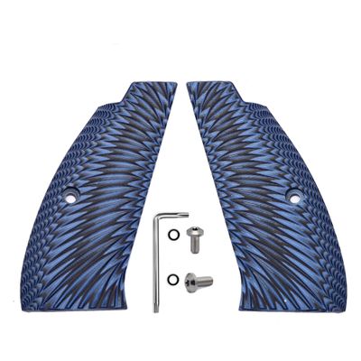 Guuun G10 Grips for CZ 75B Full Size CZ SP-01 Grip Sunburst Texture, Blue/Black