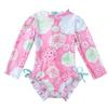 iiniim Baby/Toddler Girls Long Sleeve Rash Guard Swimsuit Shirt Tops UPF 50+ Floral Sun Protection Swimwear Zipper Bodysuit Pink 12-18 Months view 1