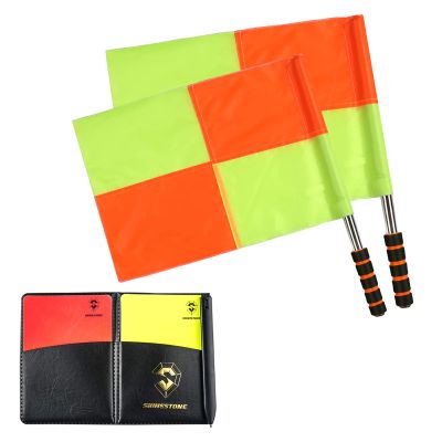 Shinestone Soccer Referee Flag Sports Match Football Linesman Flags with Case Referee Equipment-2 Designs01