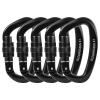 Locking Carabiner - 25kN 5600lb Climbing Carabiner Screw Gate D Shape Carabiner All Black (Pack of 4) view 1