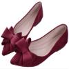 SAILING LU Bow-Knot Ballet Flats Womens Pointy Toe Flat Shoes Suede Dress Shoes Wear to Work Slip On Moccasins Burgundy Size 9.5 view 1