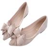 SAILING LU Bow-Knot Ballet Flats Womens Pointy Toe Flat Shoes Suede Dress Shoes Wear to Work Slip On Moccasins Apricot Size 6.5 view 1