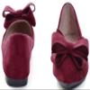 SAILING LU Bow-Knot Ballet Flats Womens Pointy Toe Flat Shoes Suede Dress Shoes Wear to Work Slip On Moccasins Burgundy Size 8 view 3