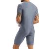 YOOJIA Men's One-Piece Short Sleeve Wrestling Singlet Sports Leotard Bodysuit Workout Unitard Gray XX-Large view 3
