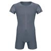 YOOJIA Men's One-Piece Short Sleeve Wrestling Singlet Sports Leotard Bodysuit Workout Unitard Gray XX-Large view 4