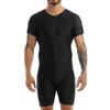 YOOJIA Men's One-Piece Short Sleeve Wrestling Singlet Sports Leotard Bodysuit Workout Unitard Black X-Large view 1