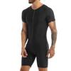 YOOJIA Men's One-Piece Short Sleeve Wrestling Singlet Sports Leotard Bodysuit Workout Unitard Black X-Large view 2