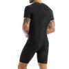 YOOJIA Men's One-Piece Short Sleeve Wrestling Singlet Sports Leotard Bodysuit Workout Unitard Black X-Large view 3