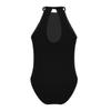 inlzdz Kids Girls One Piece Halter Sleeveless Key Hole Back Gymnastics Leotard Ballet Unitard Athletic Bodysuit Black 3-4 view 2