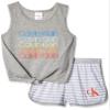 Calvin Klein Girls' Little 2 Piece Sleepwear Top and Bottom Pajama Set Pj, Grey, ck Heather Stripe, Medium view 1